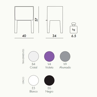 medidas y colores mesa  Ghost Buster small Kartell