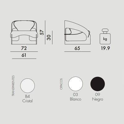 medidas colores butaca Joe Colombo Kartell medidas colores butaca Joe Colombo Kartell