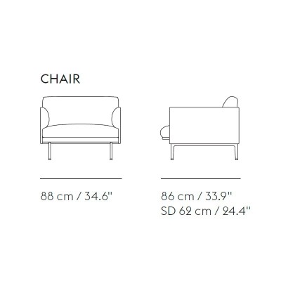Outline Chair fauteuil avec base noire de Muuto Outline Chair fauteuil avec base noire de Muuto
