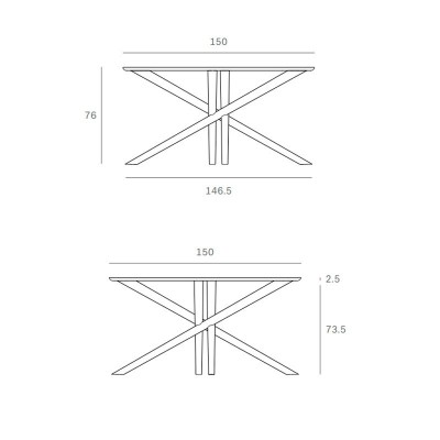 medidas mesa de comedor Mikado redonda Ethnicraft medidas mesa de comedor Mikado redonda Ethnicraft