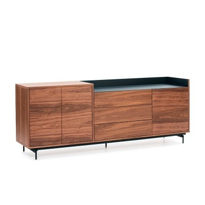 Aparador Valley de teulat con 3 puertas y 3 cajones nogal + azul oscuro en Moises Showroom