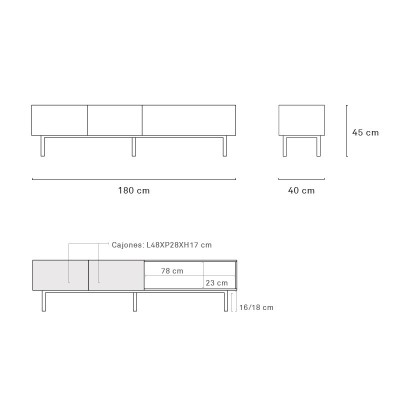 Medidas mueble TV Arista de Teulat en Moises Showroom Medidas mueble TV Arista de Teulat en Moises Showroom