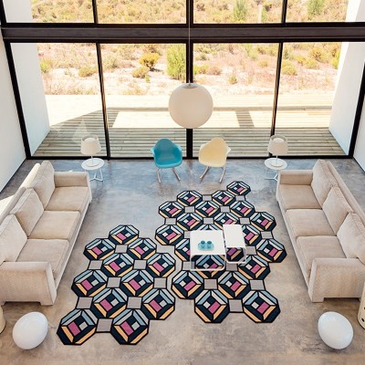 salón con Kilim Parquet Tetragon Blue Gan rugs salón con Kilim Parquet Tetragon Blue Gan rugs