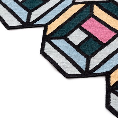dibujo Tetragon Blue Gan rugs lana dibujo Tetragon Blue Gan rugs lana