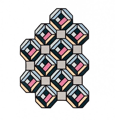 Kilim Parquet Tetragon Blue Gan rugs Kilim Parquet Tetragon Blue Gan rugs