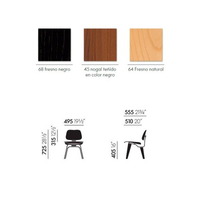 materiales y medidas DCW Vitra materiales y medidas DCW Vitra