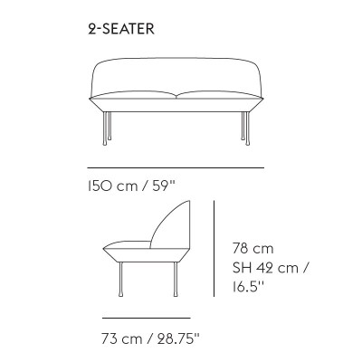 Medidas sofá Oslo 2 seater de Muuto en Moises Showroom Medidas sofá Oslo 2 seater de Muuto en Moises Showroom