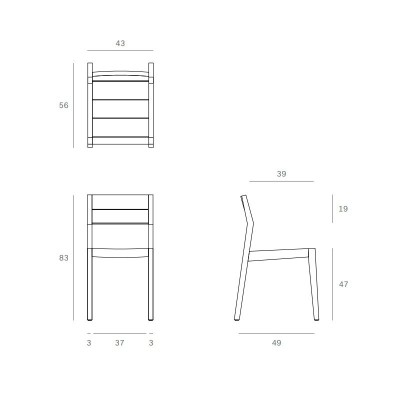 medidas silla EX1 teca Ethnicraft