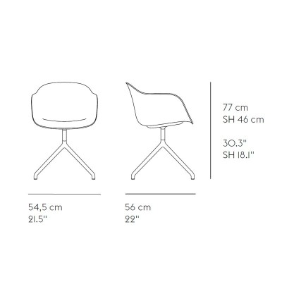 Poltrona de fibra Cadeira de base giratória sem retorno automático de Muuto Poltrona de fibra Cadeira de base giratória sem retorno automático de Muuto