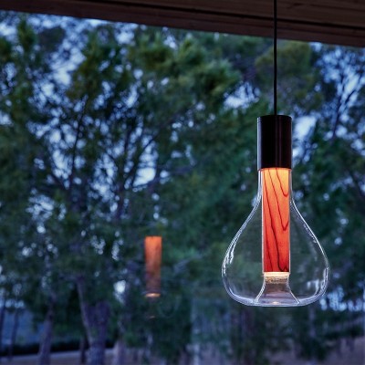 Lámpara suspensión Eris natural cherry base negra lzf ambiente Lámpara suspensión Eris natural cherry base negra lzf ambiente
