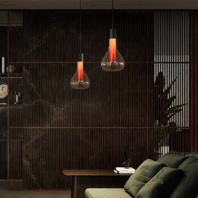 salón lámpara suspensión Eris natural cherry base negra lzf salón lámpara suspensión Eris natural cherry base negra lzf