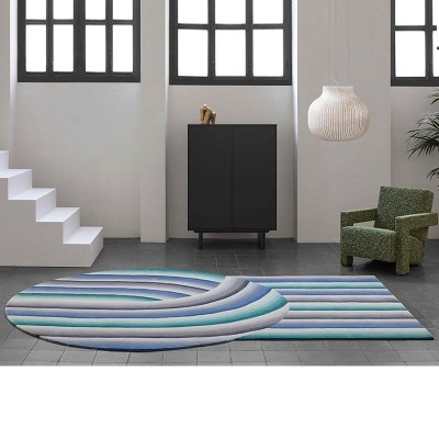 Ambiente alfombra Round Mirage Blue de Gan Rugs en Moises Showroom Ambiente alfombra Round Mirage Blue de Gan Rugs en Moises Showroom