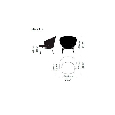 medidas butaca Let sh210 Fritz Hansen