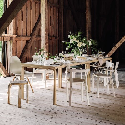 comedor con mesa Aalto Rectangular abedul natural sobre HPL blanco Artek comedor con mesa Aalto Rectangular abedul natural sobre HPL blanco Artek