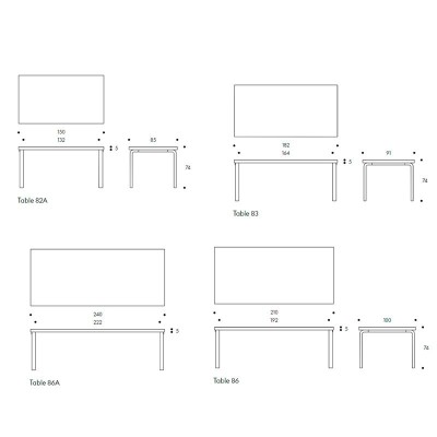 medidas mesa Aalto Rectangular Artek medidas mesa Aalto Rectangular Artek