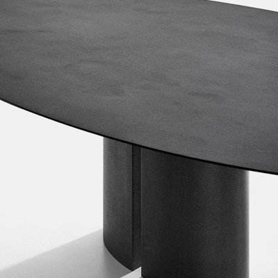 detalle mesa comedor NVL ovalada MDF Italia mármol negro detalle mesa comedor NVL ovalada MDF Italia mármol negro