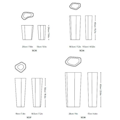 medidas jarrones Glass Vases Andtradition