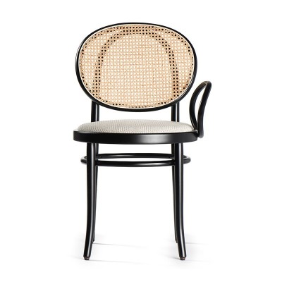 silla con brazo N.0 respaldo ratán lacada negro Thonet Vienna silla con brazo N.0 respaldo ratán lacada negro Thonet Vienna