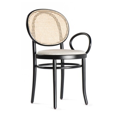 perfil silla con brazo N.0 respaldo ratán lacada negro Thonet Vienna perfil silla con brazo N.0 respaldo ratán lacada negro Thonet Vienna