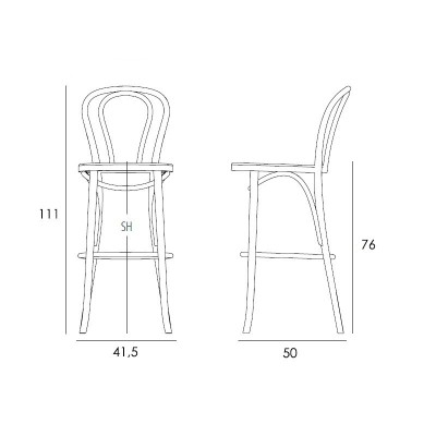 medidas taburete N.18 GTV Thonet Vienna