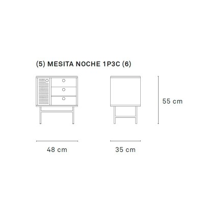 Medidas mesita de noche Punto de Teulat en Moises Showroom Medidas mesita de noche Punto de Teulat en Moises Showroom