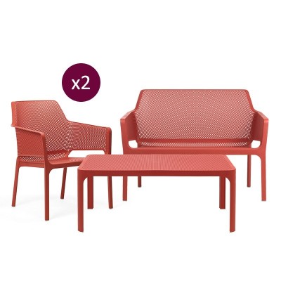 pack sofá + mesa + butaca relax Net Nardi coral pack sofá + mesa + butaca relax Net Nardi coral