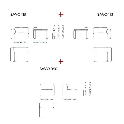 medidas composición modular Saboye 2xSavo113 + 1xSavo090 medidas composición modular Saboye 2xSavo113 + 1xSavo090