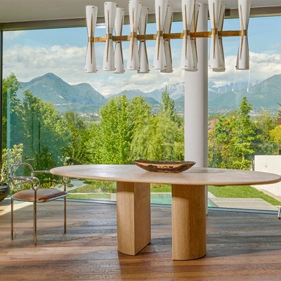 mesa Dolmen Cappellini mármol travertine amarillo claro mesa Dolmen Cappellini mármol travertine amarillo claro