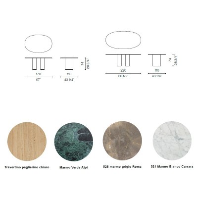 medidas y acabados mesa Dolmen Cappellini medidas y acabados mesa Dolmen Cappellini