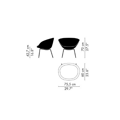 Medidas butaca Pot de Fritz Hansen en Moises Showroom Medidas butaca Pot de Fritz Hansen en Moises Showroom