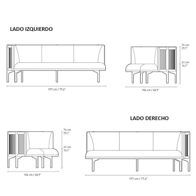 medidas Sideways sofa RF1903 Carl Hansen medidas Sideways sofa RF1903 Carl Hansen
