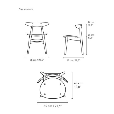 medidas silla CH33T Carl Hansen medidas silla CH33T Carl Hansen