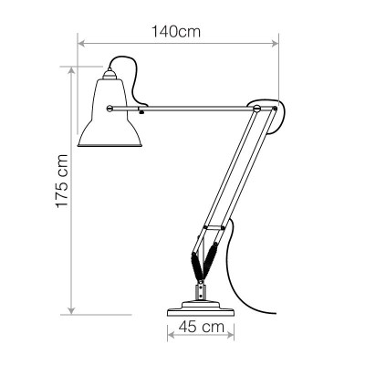 Lámpara Original 1227 Giant Outdoor Floor Lamp Anglepoise medidas