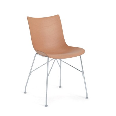 P/Wood Basic Vieener madera clara y patas cromo de Kartell P/Wood Basic Vieener madera clara y patas cromo de Kartell