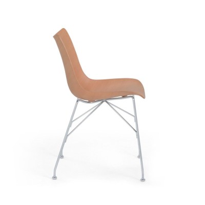 P/Wood Basic Vieener madera clara y patas cromo de Kartell perfil P/Wood Basic Vieener madera clara y patas cromo de Kartell perfil