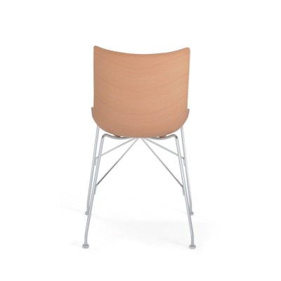P/Wood Basic Vieener madera clara y patas cromo de Kartell respaldo P/Wood Basic Vieener madera clara y patas cromo de Kartell respaldo