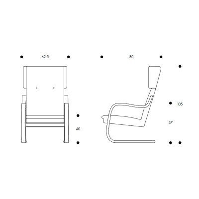 Butaca 401 de Artek diseñada por Alvar Aalto medidas Butaca 401 de Artek diseñada por Alvar Aalto medidas