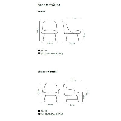 Poltrona Flap con base in metallo di Viccarbe Poltrona Flap con base in metallo di Viccarbe