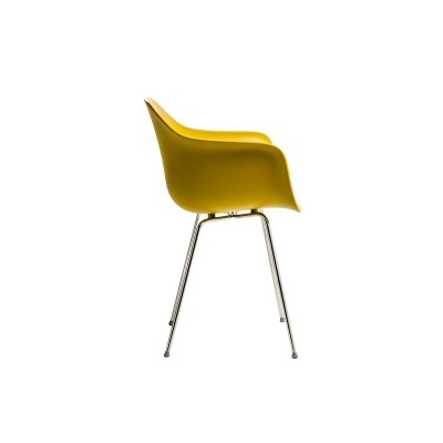 Silla Substance con brazos y estructura tubular de acero color mostaza Silla Substance con brazos y estructura tubular de acero color mostaza