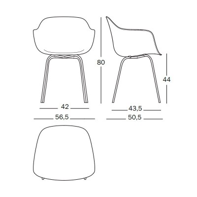 Silla Substance con brazos y estructura tubular de acero medidas Silla Substance con brazos y estructura tubular de acero medidas