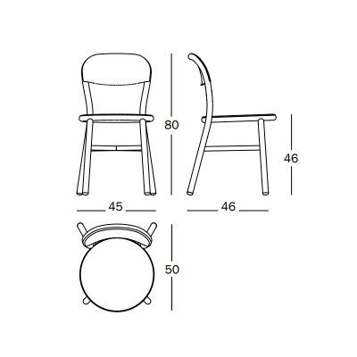 Silla Pipe sin brazos medidas