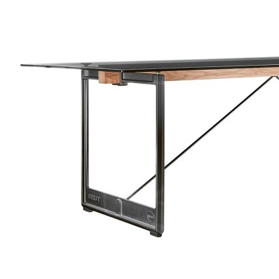 Mesa Brut estructura antracita y tablero de vidrio ahumado de Magis Mesa Brut estructura antracita y tablero de vidrio ahumado de Magis