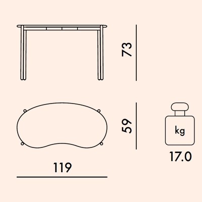 Medidas Lunat diseñado por Patricia Urquiola para Kartell