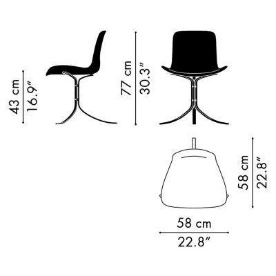 Medidas Silla PK 9™ de Poul Kjærholm para Fritz Hansen Medidas Silla PK 9™ de Poul Kjærholm para Fritz Hansen