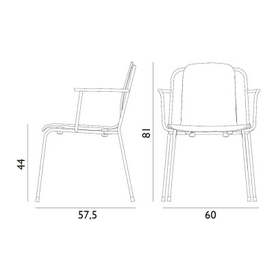 Studio armchair unpholstered measurements by Normann Copenhaguen Studio armchair unpholstered measurements by Normann Copenhaguen