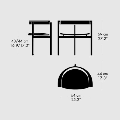 Medidas silla PK11™ de Poul Kjærholm Medidas silla PK11™ de Poul Kjærholm