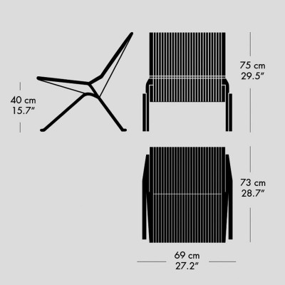 Medidas butaca PK25™ de Fritz Hansen Medidas butaca PK25™ de Fritz Hansen