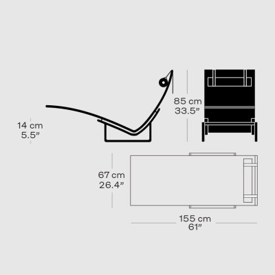 Measurements Chaise Longue PK24™ - Fritz Hansen Measurements Chaise Longue PK24™ - Fritz Hansen
