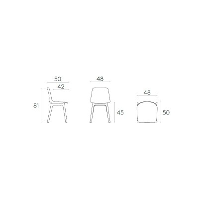 Medidas Silla Varya 4 pies plástico de Inclass Medidas Silla Varya 4 pies plástico de Inclass