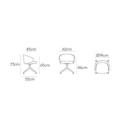 Inclass, Sillón Binar 60 respaldo bajo 4 radios de aluminio